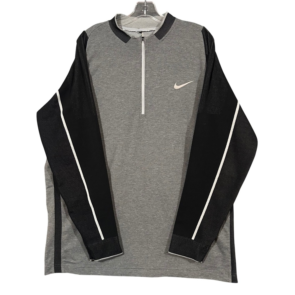 Nike Golf Dri-FIT Quarter Zip Pullover Gray Black Mens XL Standard Fit